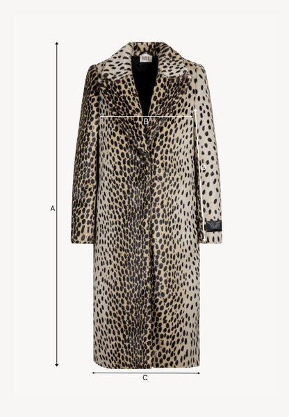 Beige PONTICELLI faux fur coat with a short leopard-print texture