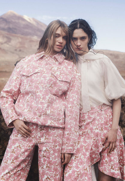 PRINSA denim jacket in a pink floral print