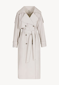 Beige women’s oversized coat with side stripe RACHELLA