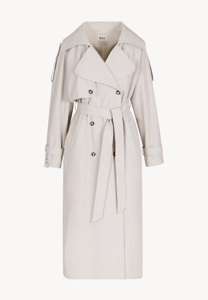 Beige women’s oversized coat with side stripe RACHELLA