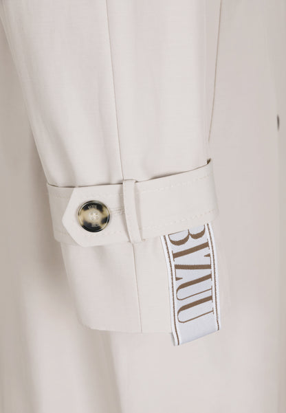 Beige women’s oversized coat with side stripe RACHELLA