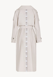 Beige women’s oversized coat with side stripe RACHELLA
