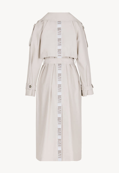 Beige women’s oversized coat with side stripe RACHELLA