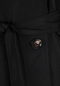 Black oversized women's coat with stripe RACHELLA