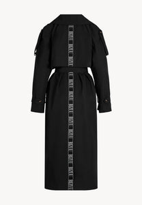 Black oversized women's coat with stripe RACHELLA