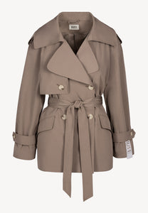 Short double-breasted trench coat RACHY in taupe