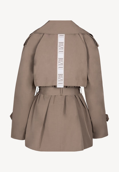 Short double-breasted trench coat RACHY in taupe