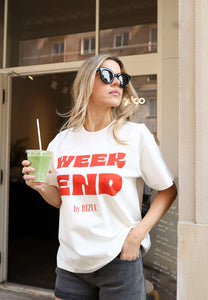 Cream oversize T-shirt with print RALZA