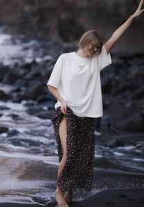 Cream oversized T-shirt with a back print RIONA