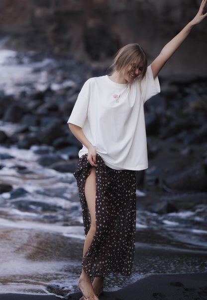 Cream oversized T-shirt with a back print RIONA