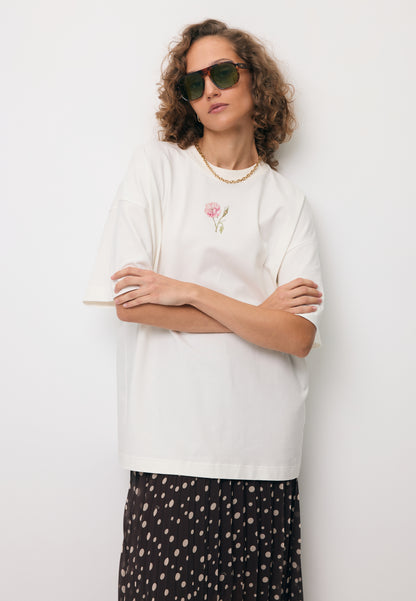 Cream oversized T-shirt with a back print RIONA