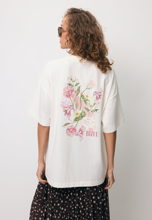 Cream oversized T-shirt with a back print RIONA