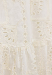 Cream dress with a tie at the neckline ROCHELLE
