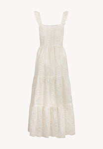 Cream dress with a tie at the neckline ROCHELLE