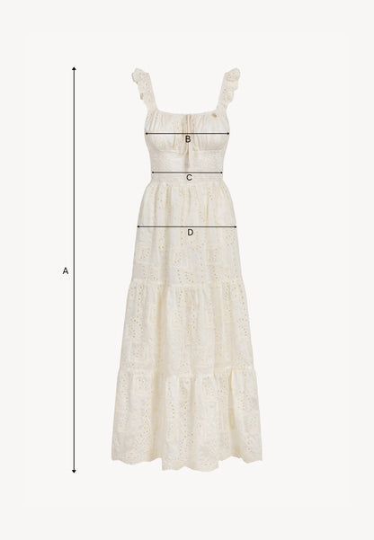 Cream dress with a tie at the neckline ROCHELLE
