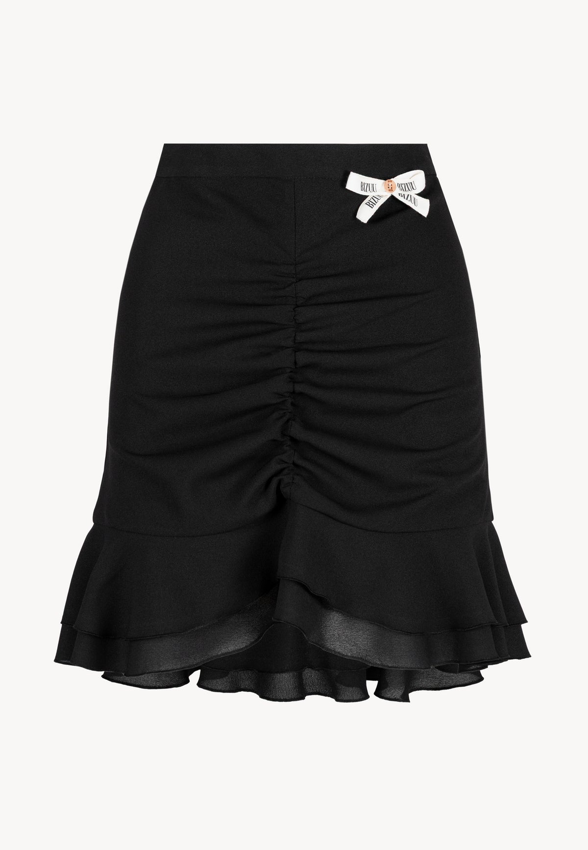 Black mini skirt with ruffles and gathering – ROSALIAN.
