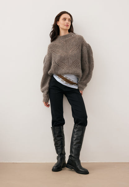 Oversized openwork sweater ROSSO beige