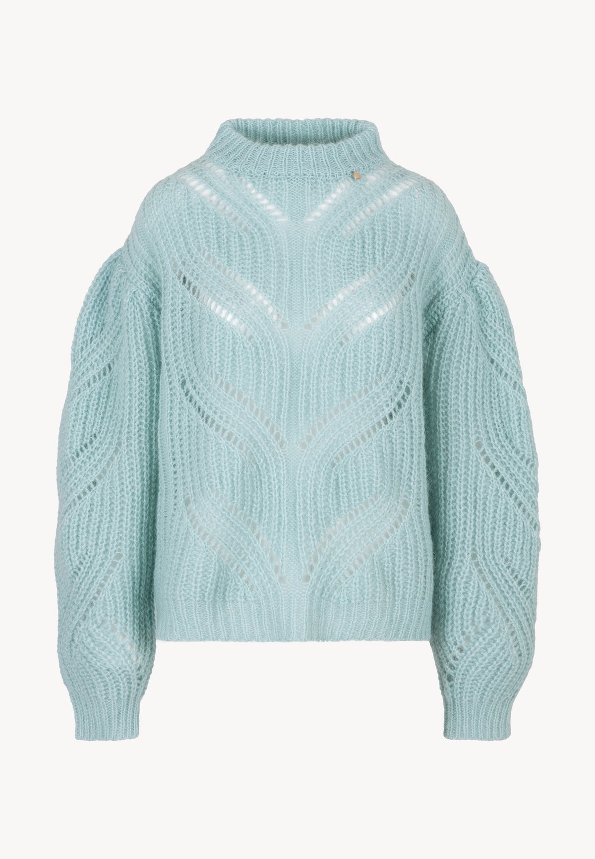 Light blue ROSSO sweater with an openwork knit pattern.