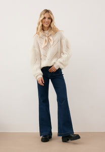 Oversized openwork sweater ROSSO cream