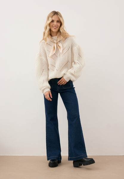 Oversized openwork sweater ROSSO cream