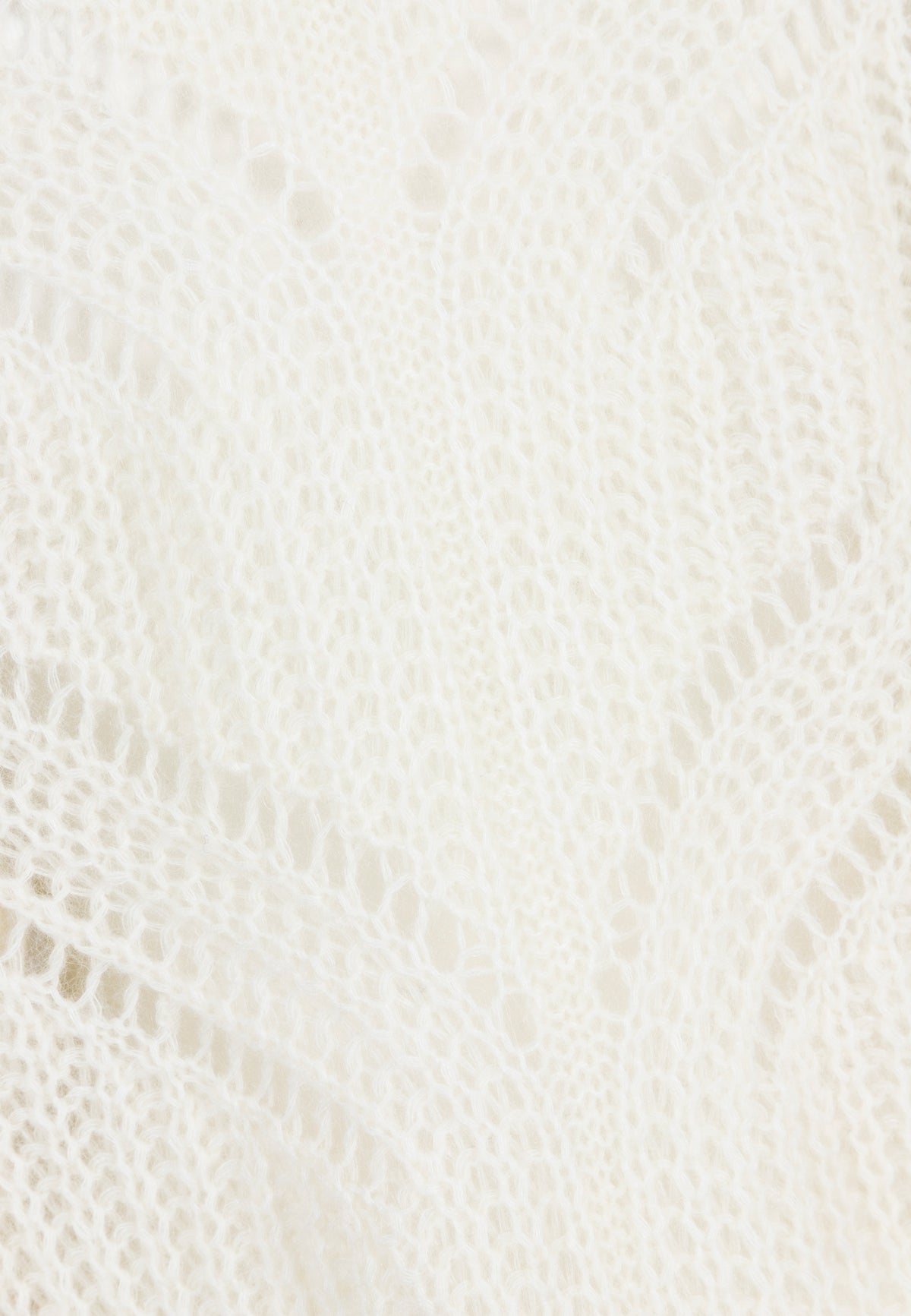 Close-up of the openwork knit pattern on the cream ROSSO sweater.