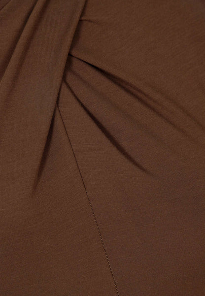 Brown midi dress with decorative twist ROTTA