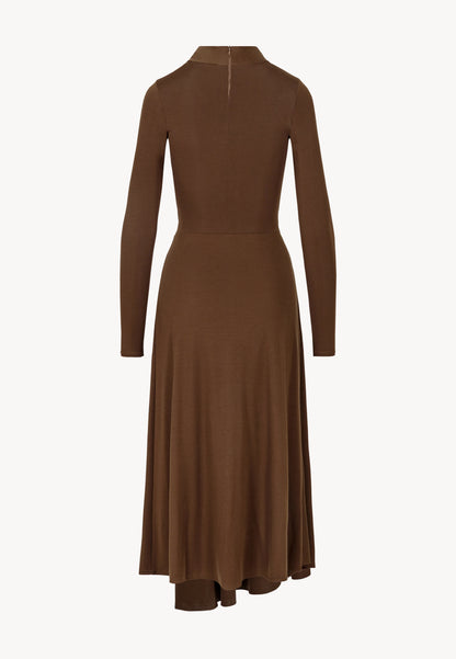Brown midi dress with decorative twist ROTTA
