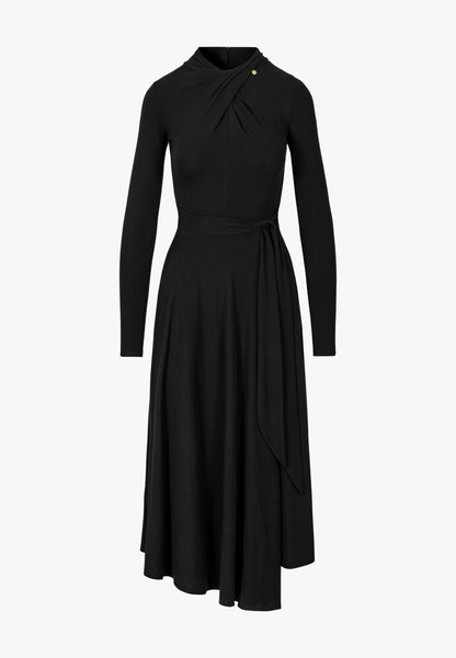 Black midi dress with decorative twist ROTTA