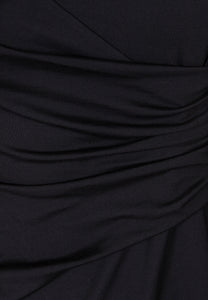 SALOMEI black dress with ruching at the waist