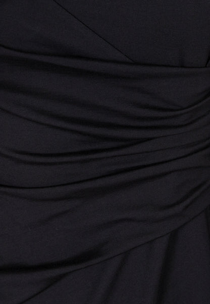SALOMEI black dress with ruching at the waist