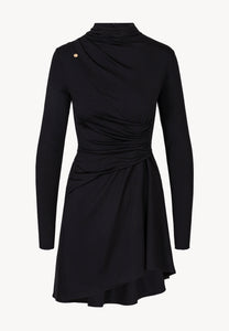 SALOMEI black dress with ruching at the waist