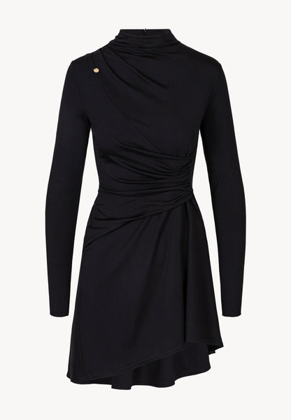 SALOMEI black dress with ruching at the waist