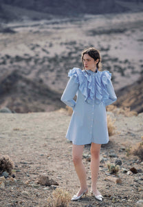 Light blue SANN mini dress with decorative ruffles