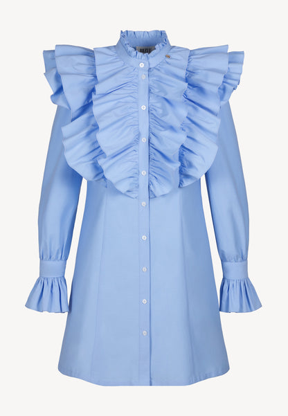 Light blue SANN mini dress with decorative ruffles