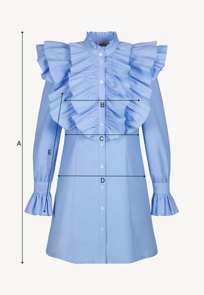 Light blue SANN mini dress with decorative ruffles