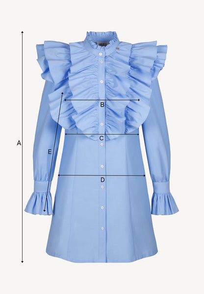 Light blue SANN mini dress with decorative ruffles