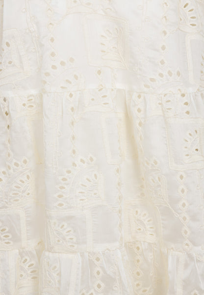 Cream mini dress with decorative sleeves SANTIA