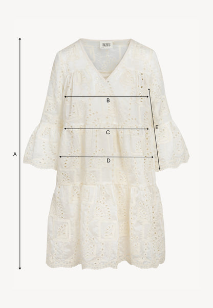 Cream mini dress with decorative sleeves SANTIA