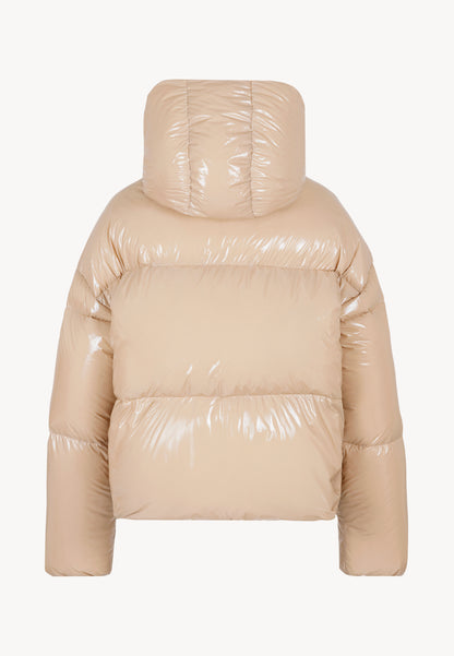 Beige puffer jacket made of glossy fabric SANYA