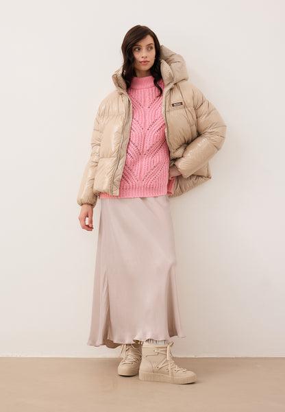 Leather snow boots with branded tape ESPEN in beige.