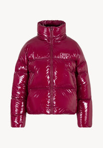 Burgundy puffer jacket made of glossy fabric SANYA