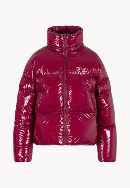 Burgundy puffer jacket made of glossy fabric SANYA