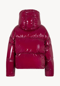Burgundy puffer jacket made of glossy fabric SANYA