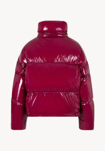 Burgundy puffer jacket made of glossy fabric SANYA