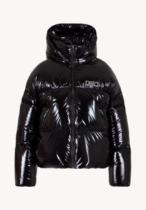 Black puffer jacket made of glossy fabric SANYA