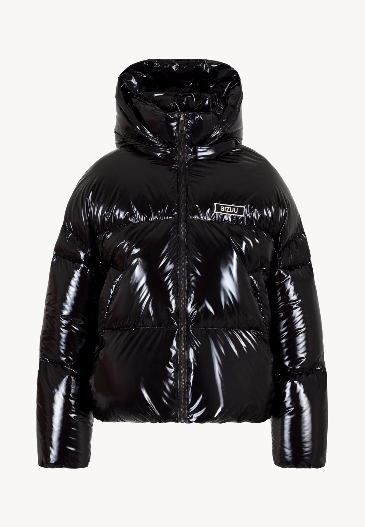 Black SANYA jacket with goose down filling and hood.
