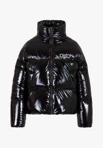 Black puffer jacket made of glossy fabric SANYA