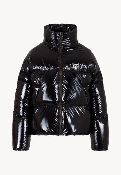 Black puffer jacket made of glossy fabric SANYA