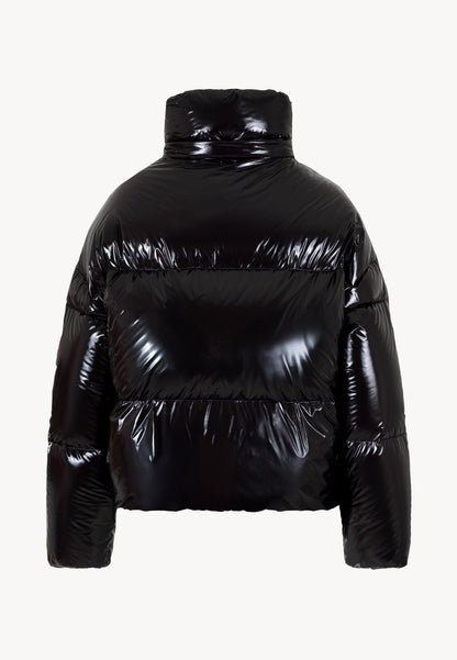 Black puffer jacket made of glossy fabric SANYA