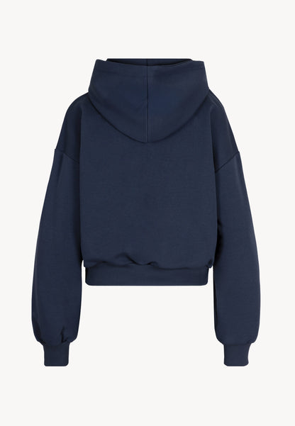 Blue hoodie with SAY logo